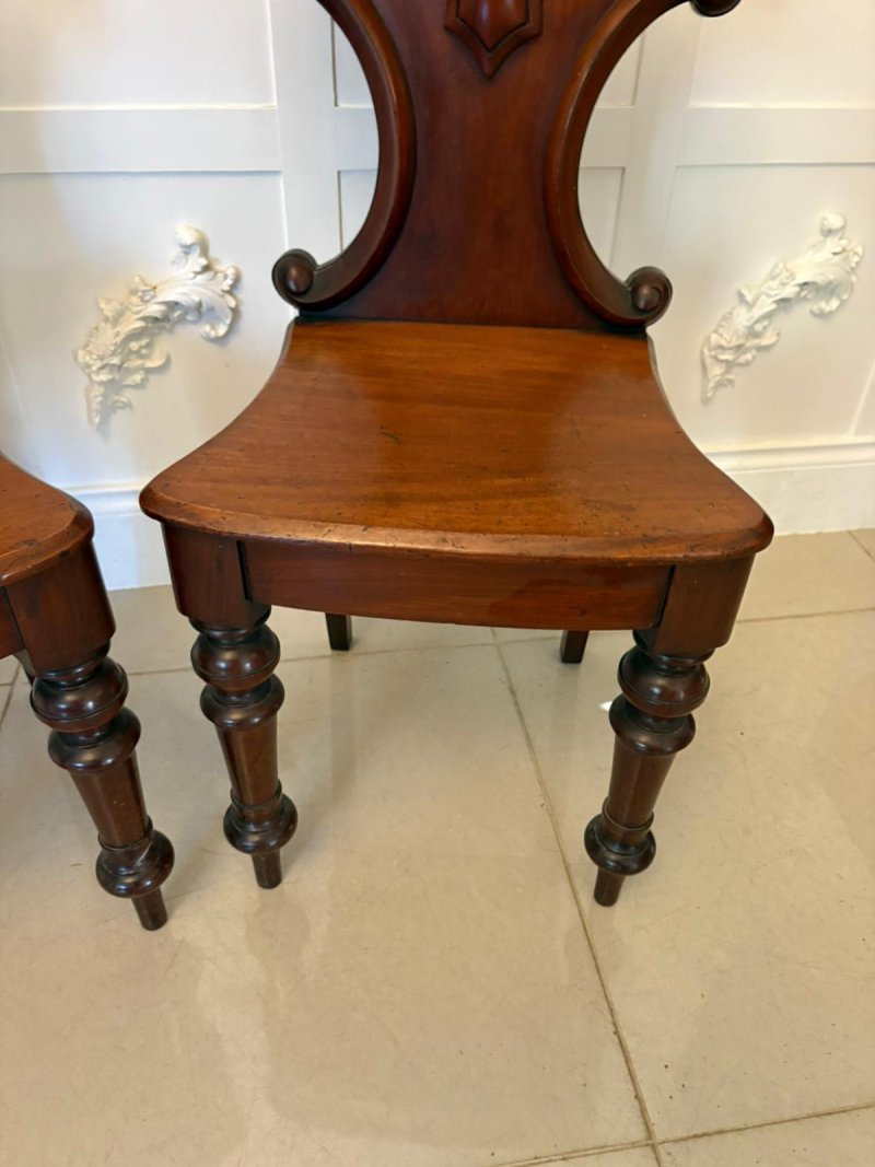 Superb Quality Pair of Antique Victorian Mahogany Hall / Side Chairs